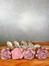 Load image into Gallery viewer, Strawberry Quartz Crystal Rose With Silver Metal Stem