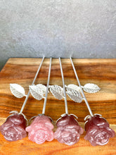 Load image into Gallery viewer, Strawberry Quartz Crystal Rose With Silver Metal Stem