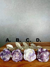 Load image into Gallery viewer, Chevron Dream Amethyst Crystal Rose With Silver Metal Stem