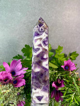 Load image into Gallery viewer, Beautiful Chevron Dream Amethyst Crystal Tower Point