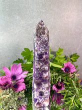 Load image into Gallery viewer, Beautiful Chevron Dream Amethyst Crystal Tower Point