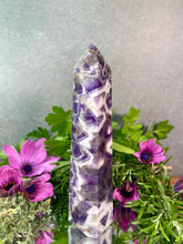 Load image into Gallery viewer, Beautiful Chevron Dream Amethyst Crystal Tower Point