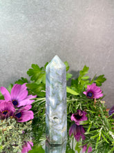 Load image into Gallery viewer, Pretty Blue Moss Agate Crystal Tower Point