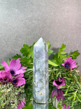 Load image into Gallery viewer, Pretty Blue Moss Agate Crystal Tower Point