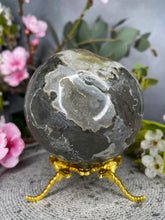 Load image into Gallery viewer, Sparkly Green Rainbow Amethyst Sphere
