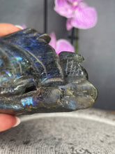 Load image into Gallery viewer, Discounted Damaged Labradorite Crystal Dragon Carving Blue Flash