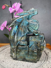 Load image into Gallery viewer, Incredible Labradorite Crystal Dragon Carving Blue Golden Flash