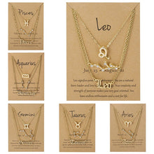 Load image into Gallery viewer, Zodiac Star Sign Horoscope Letter Necklace 3pcs/set