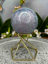 Load image into Gallery viewer, Stunning UV Reactive Ruby Fuchsite Kyanite Crystal Sphere