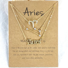 Load image into Gallery viewer, Zodiac Star Sign Horoscope Letter Necklace 3pcs/set