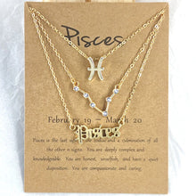 Load image into Gallery viewer, Zodiac Star Sign Horoscope Letter Necklace 3pcs/set