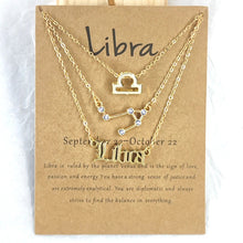 Load image into Gallery viewer, Zodiac Star Sign Horoscope Letter Necklace 3pcs/set