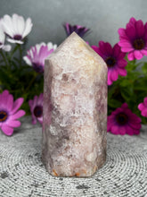 Load image into Gallery viewer, Stunning Pink Amethyst Quartz Flower Agate Crystal Tower Point
