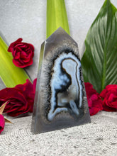 Load image into Gallery viewer, Black Druzy Agate Quartz Crystal Tower Point