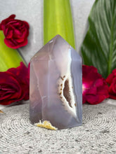 Load image into Gallery viewer, Agate Sugar Druzy Tunnel Crystal Tower Point