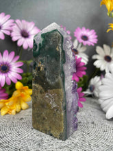 Load image into Gallery viewer, DISCOUNTED Amethyst Agate Crystal Cluster Tower Point