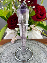 Load image into Gallery viewer, High Quality Amethyst Wand With Silver Stand