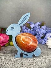 Load image into Gallery viewer, Druzy Carnelian Crystal Egg Carving With Adorable Easter Bunny Stand