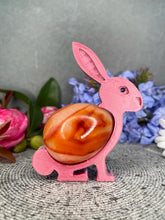 Load image into Gallery viewer, Mesmerizing Rabbit Carnelian Crystal Egg Carving With Adorable Easter Bunny Stand