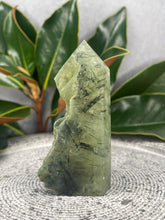 Load image into Gallery viewer, Gorgeous Prehnite Crystal Tower Point Freeform With Raw Druzy