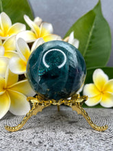 Load image into Gallery viewer, Blue Fluorite Crystal Sphere Ball Raw Druzy
