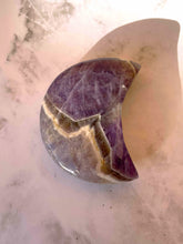 Load image into Gallery viewer, Chevron Dream Amethyst Crescent Moon Carving 1pc