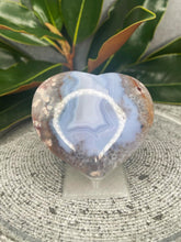 Load image into Gallery viewer, Blue Flower Agate Crystal Love Heart Carving