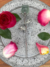 Load image into Gallery viewer, Soft Green Fluorite Rose Crystal Carving With Silver Stem