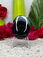 Load image into Gallery viewer, Beautiful Black Agate Crystal Palmstone Carving