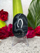 Load image into Gallery viewer, Stunning Black Agate Crystal Palmstone Carving