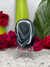 Load image into Gallery viewer, Gorgeous Black Agate Crystal Palmstone Carving