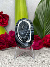 Load image into Gallery viewer, Gorgeous Black Agate Crystal Palmstone Carving