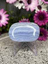 Load image into Gallery viewer, Clarity Blue Lace Agate Palm Stone Crystal Carving