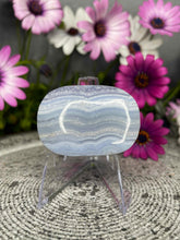 Load image into Gallery viewer, Beautiful Blue Lace Agate Palm Stone Crystal Carving