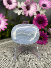 Load image into Gallery viewer, Calming Blue Lace Agate Palm Stone Crystal Carving