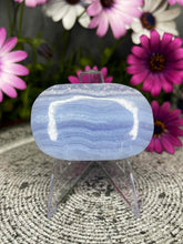 Load image into Gallery viewer, Clarity Blue Lace Agate Palm Stone Crystal Carving