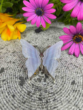 Load image into Gallery viewer, Blue Lace Agate Crystal Butterfly Silver Stand