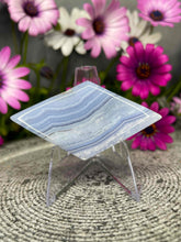 Load image into Gallery viewer, Diamond Shaped Blue Lace Agate Palm Stone Crystal Carving