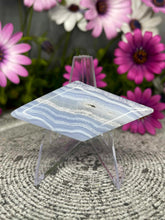 Load image into Gallery viewer, Stunning Diamond Shaped Blue Lace Agate Palm Stone Crystal Carving