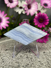 Load image into Gallery viewer, Diamond Shaped Blue Lace Agate Palm Stone Crystal Carving