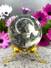 Load image into Gallery viewer, Natural Moss Agate Crystal Sphere