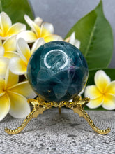 Load image into Gallery viewer, Blue Fluorite Crystal Sphere Ball Raw Druzy