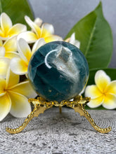 Load image into Gallery viewer, Blue Fluorite Crystal Sphere Ball Raw Druzy