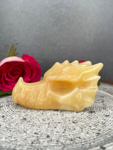 Load image into Gallery viewer, Yellow Calcite Crystal Dragon Head Carving