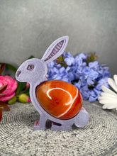 Load image into Gallery viewer, Stunning Carnelian Crystal Egg Carving With Adorable Easter Rabbit Bunny Stand