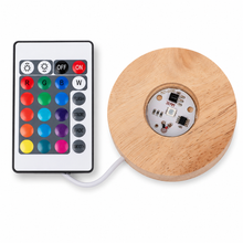 Load image into Gallery viewer, Round Wooden Base USB LED RGB Colourful Multicolor Light Display Lamp