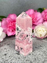 Load image into Gallery viewer, Beautiful Peruvian Pink Rhodonite Crystal Tower Point