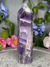 Load image into Gallery viewer, Relaxing Chevron Dream Amethyst Crystal Tower Point
