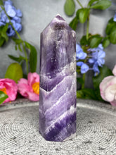 Load image into Gallery viewer, Intuition Chevron Dream Amethyst Crystal Tower Point
