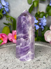 Load image into Gallery viewer, Soothing Chevron Dream Amethyst Crystal Tower Point
